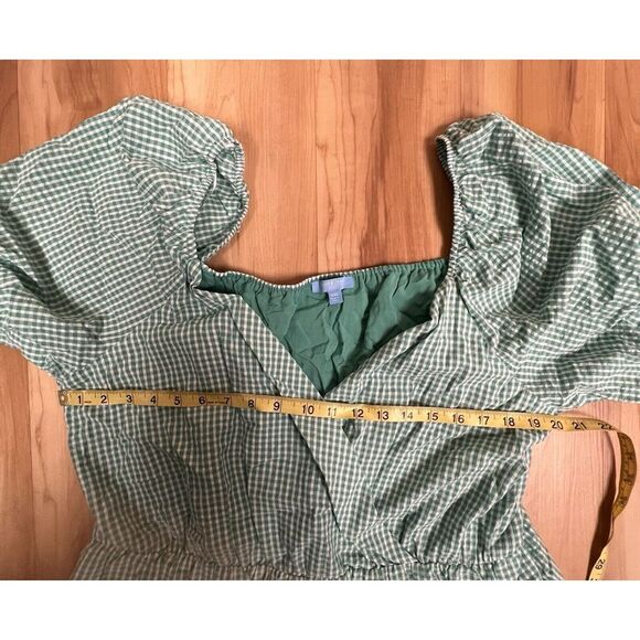 DRAPER JAMES RSVP Dress Women's Size 2X Puff Sleeve Gingham Mint Green - Picture 5 of 8